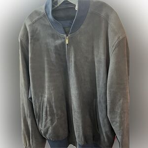 Coach Vintage Blue Suede Bomber Jacket - Men's L